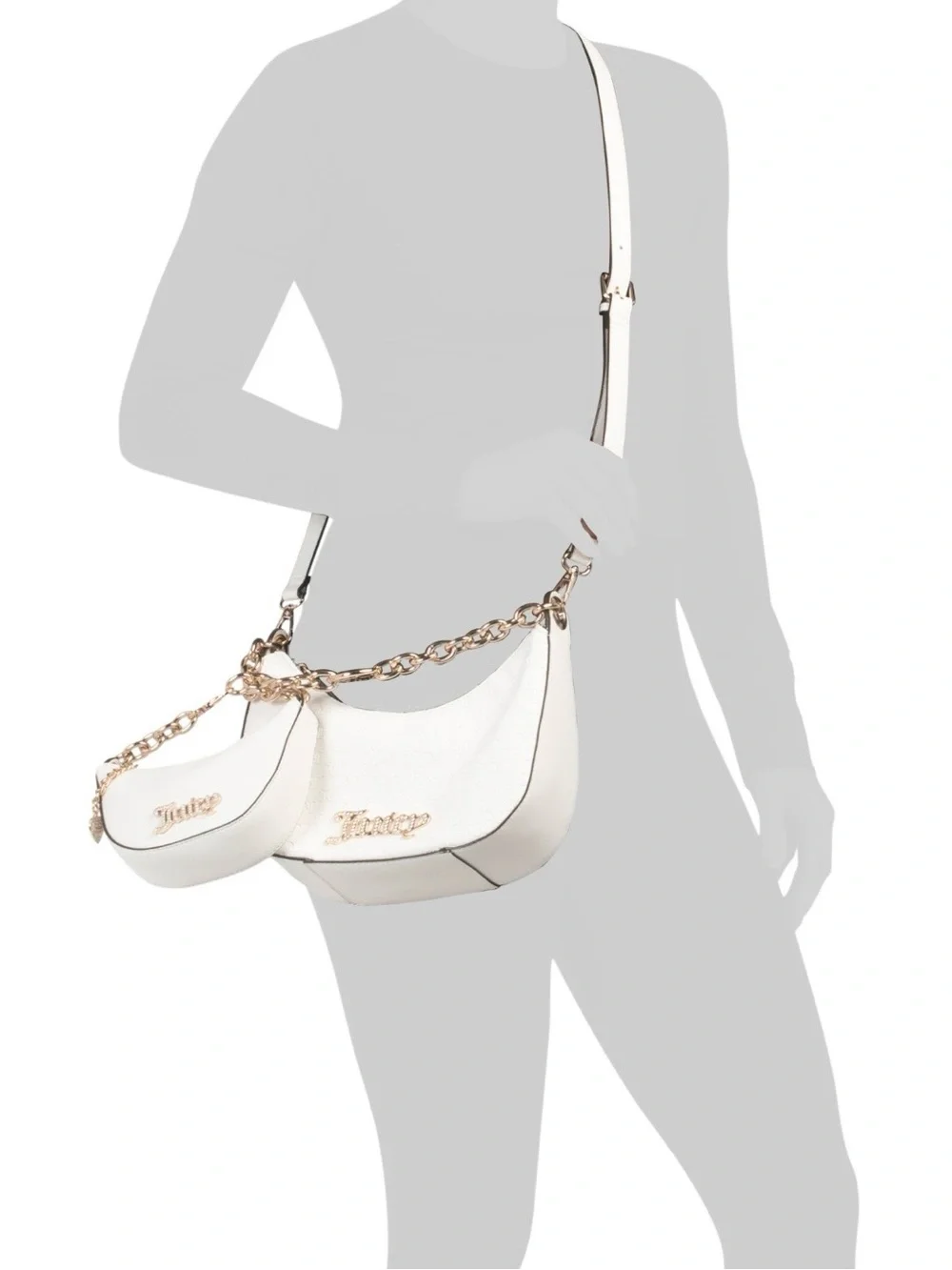 Juicy Couture Cream Hobo & Mini Crossbody Set with Gold Chain - Picture 3 of 4